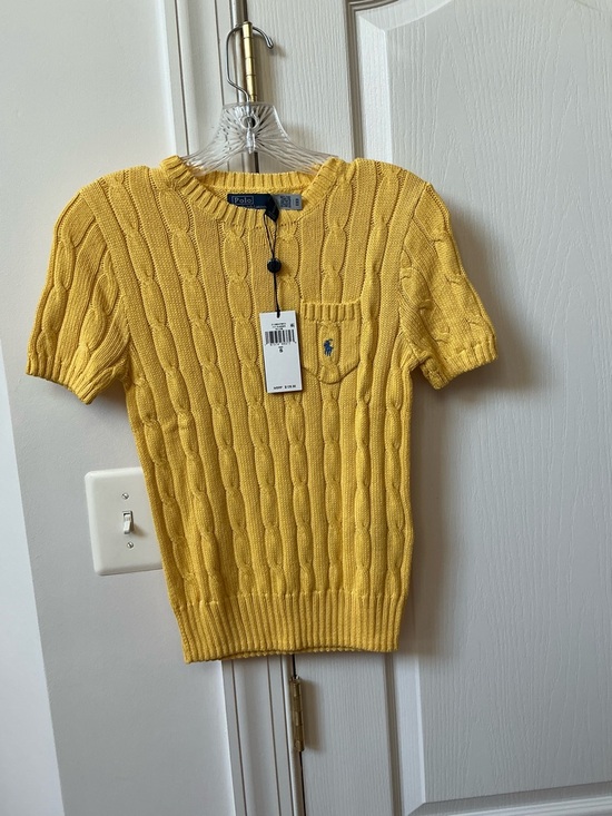 Polo Ralph Lauren Sweaters - NWT POLO RALPH LAUREN YELLOW RIBBED CREWNECK LOGO POCKET SWEATER